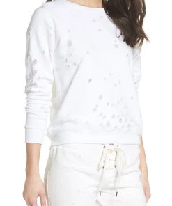 David Lerner Distressed French Terry Sweater Pullover