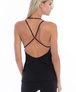 Track & Bliss Scalloped Studded Tank Black