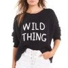 Wildfox Rib Knit Wild Thing Embroidered Sweater