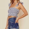 New Arrivals Blue Life Ruffled Up Crop Top
