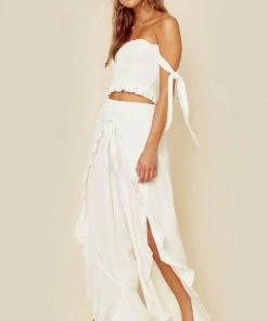 New Arrivals Blue Life Ruffle Culotte Pants Ivory