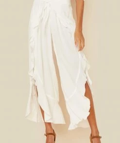 New Arrivals Blue Life Ruffle Culotte Pants Ivory