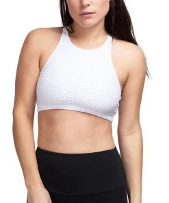 New Arrivals Onzie Heart Bra White Peep Mesh