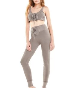 Wildfox Cady Tie Up Crop Tank Top Gray