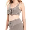 Wildfox Cady Tie Up Crop Tank Top Gray