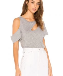 LNA Bloom Tee Shirt Heather Grey Tops