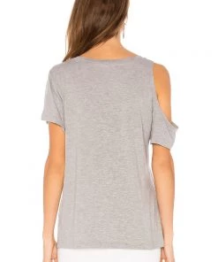 LNA Bloom Tee Shirt Heather Grey Tops