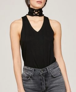 Tops LNA Lace Up Turtleneck Tank Top
