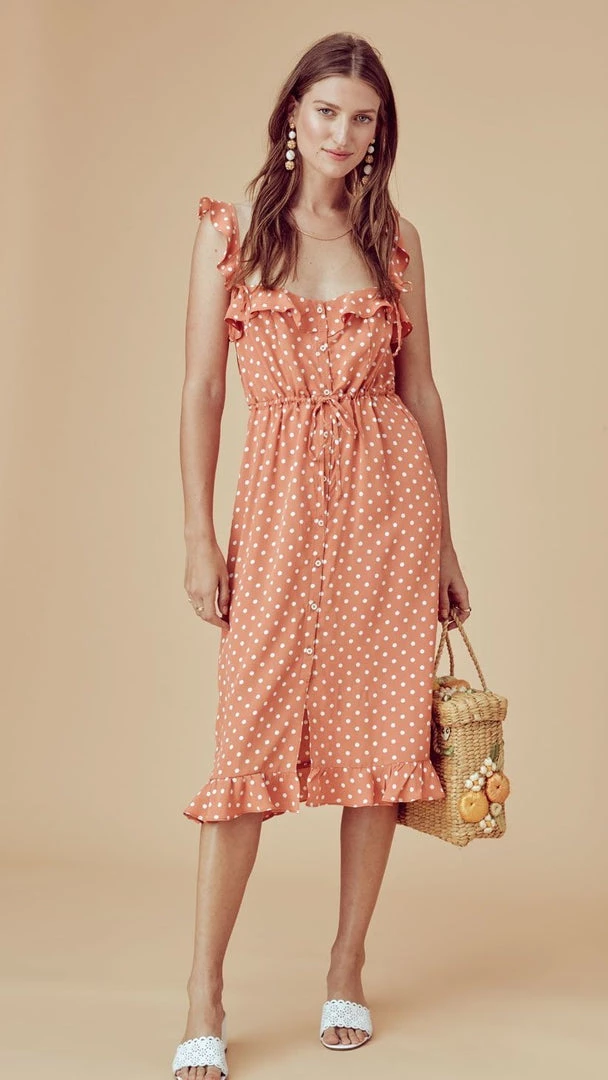 New Arrivals For Love And Lemons Natalia Copper Dot Midi Dress 3 New Arrivals For Love And Lemons Natalia Copper Dot Midi Dress