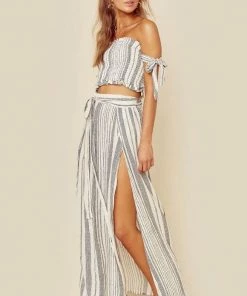 Blue Life Grace High Waisted Wrap Skirt Boho Stripe New Arrivals