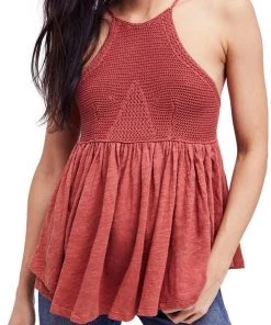 Free People Road Trip Knit Tank Copper Tops