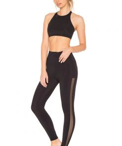 Onzie High Rise Side Runner Mesh Legging Black Activewear