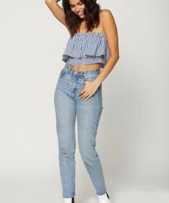 Flynn Skye Fiona Crop Top Gingham Blues