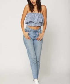Flynn Skye Fiona Crop Top Gingham Blues