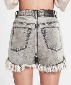 Denim One Teaspoon High Waist Grey Society Bonita Jean Shorts