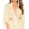 Tops Blue Life Wrap Crop Top Mellow Yellow Floral