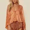 Blue Life Criss Cross Kimono Top Brown Sugar
