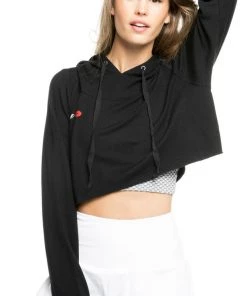 Sweaters & Knits Strut This Sky Crop Hoodie Sweatshirt Kiss Black