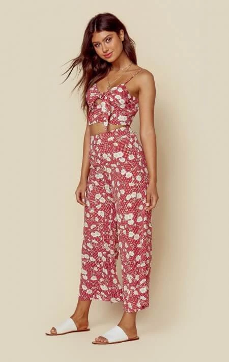 Blue Life Carley Culotte Pants Red Polka Flower 3 Blue Life Carley Culotte Pants Red Polka Flower