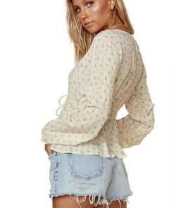 New Arrivals Blue Life Swiss Dot Eliza Drawstring Top