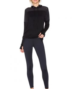 Strut This Austin Mesh Hoodie Sweatshirt Black