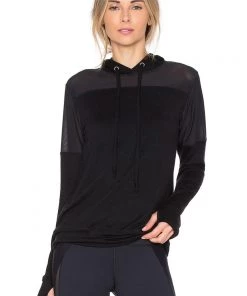 Strut This Austin Mesh Hoodie Sweatshirt Black