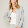 David Lerner Distressed French Terry Zip Up Jacket