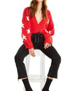 Wildfox Palmetto Sweater Stars Scarlet New Arrivals