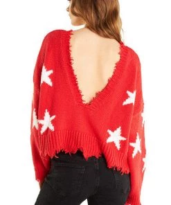 Wildfox Palmetto Sweater Stars Scarlet New Arrivals