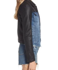Blank NYC Arachnophobia Faux Leather & Denim Jacket