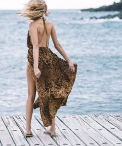 Indah Caramel Leopard River Maxi Dress Dresses