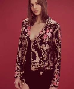 New Arrivals For Love And Lemons Brocade Moto Jacket