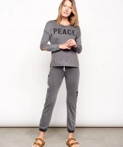 New Arrivals Sundry Peace Hi Low Crew Sweater