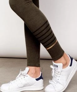 Sundry Metallic Stripe Skinny Yoga Pant Pine 7 Sundry Metallic Stripe Skinny Yoga Pant Pine