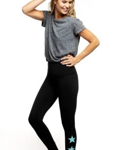 Strut This Star Ankle Legging Black/Teal Star