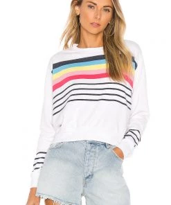 Sundry Stripes Crop Blouson Rainbow Sweatshirt Sweaters & Knits