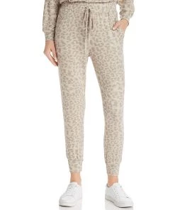 Sundry Leopard Print Jogger Pants Sand