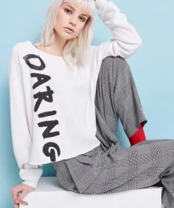 Wildfox Daring Monte Crop Sweater Vanilla
