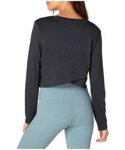 Beyond Yoga Back Out Reversible Cropped Pullover Black