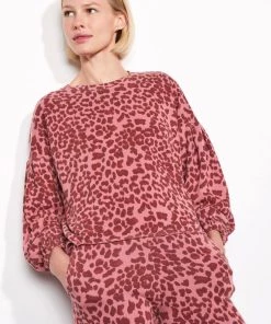 Sundry Leopard Ruched Sweatshirt Pigment Sierra