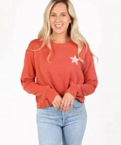 Sundry Star Crop Sweatshirt Pigment Sierra SUMMER SALE
