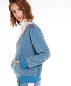 SUMMER SALE Wildfox Blocked Soto Warm-Up Sweater Jewel