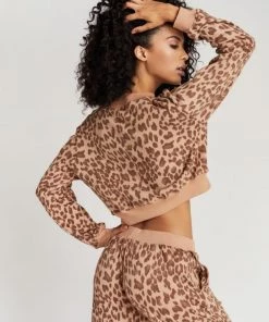 Strut This Georgie Crop Sweater Tan Freckle