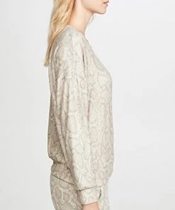 SUNDRY Snake Print Drapey Sweater Sand