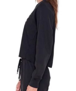 SUNDRY Leopard Heart Sweatshirt Black Sweaters & Knits