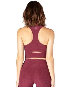Beyond Yoga Spacedye Slip Open Cropped Yoga Tank Burgundy