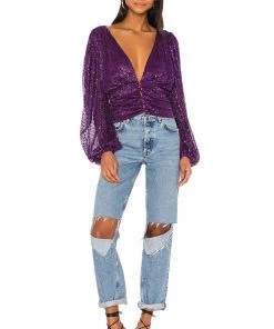 For Love And Lemons La Villette Cropped Blouse Top