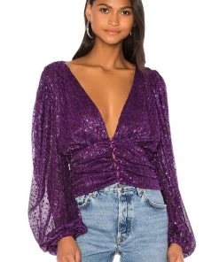 For Love And Lemons La Villette Cropped Blouse Top