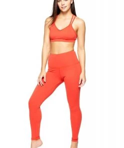 Leggings Strut This Teagan Ankle Legging Orange Pop
