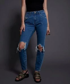 New Arrivals One Teaspoon High Waist Freebirds Jeans Texan Blue